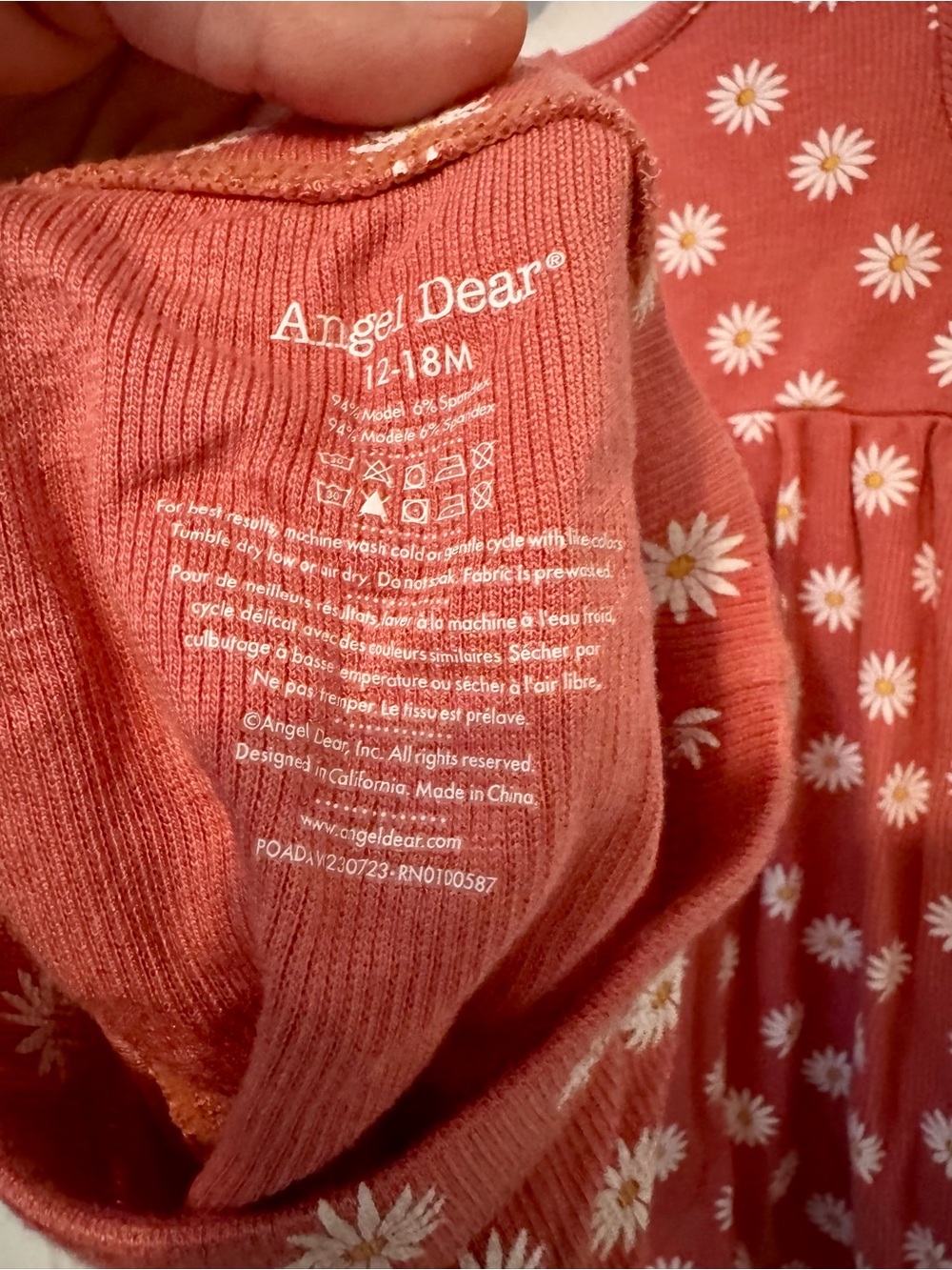 Angel Dear Coral Daisy Knit Long Sleeve Dress - Picture 3 of 6